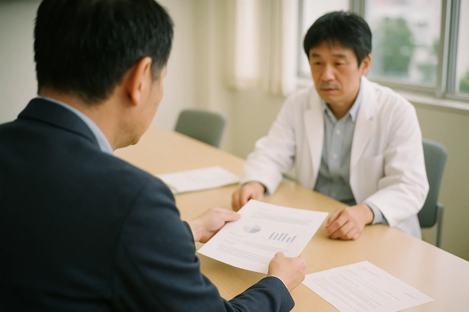 法人のご担当者との打ち合わせ