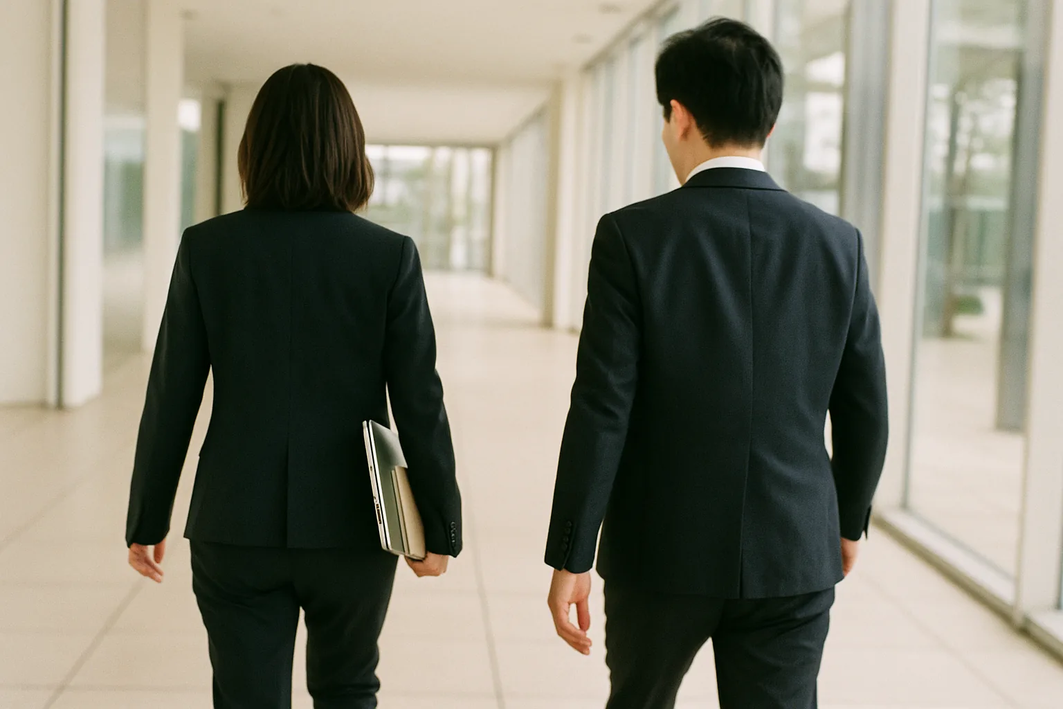 施設内を歩く職員